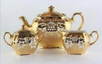 Sadler Gold Lustre 3 delige thee-set 1950 Zeldzaam + theepot beschikbaar voor biedingen