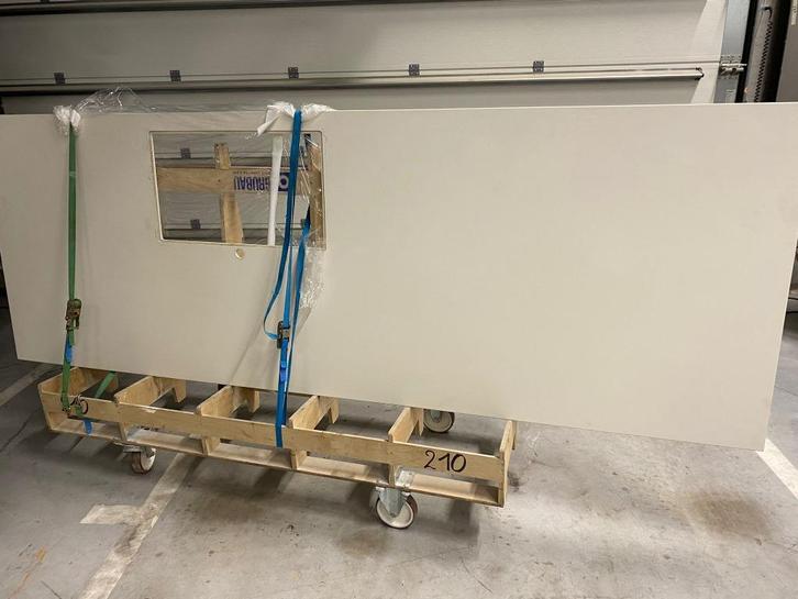 Keukenwerkblad in keramiek, Huis en Inrichting, Keuken | Keukenelementen, Gebruikt, Minder dan 100 cm, 200 cm of meer, Wit, Ophalen