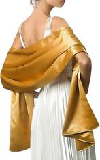 stola goud - stola satijn, Kleding | Dames, Mutsen, Sjaals en Handschoenen, Ophalen of Verzenden, Nieuw, Sjaal
