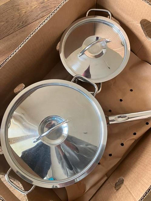 3 echte deftige stevige inox potten en braadpan, Huis en Inrichting, Keuken | Potten en Pannen, Inox, Ophalen