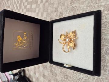 Vintage 24k vergulde/goudplated Orchide broce in prima staat beschikbaar voor biedingen
