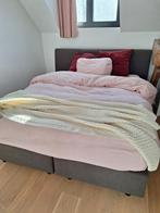 Boxspring 160x200, donkergrijs, inclusief bedrok, Ophalen, Zo goed als nieuw