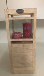 Windlicht Riverdaele 50cm hoog,20cm breed in teakhout nieuw, Huis en Inrichting, Woonaccessoires | Kandelaars en Kaarsen, Ophalen