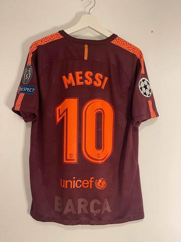 Fc Barcelona 2017/18 derde tenue Messi #10, Sport en Fitness, Maat L, Verzenden, Zo goed als nieuw, Shirt