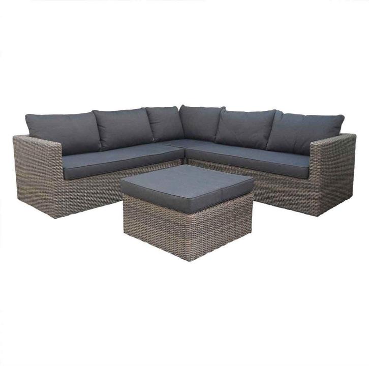 Loungeset Malaga compact - grijs - 5-delig, Tuin en Terras, Tuinsets en Loungesets, Gebruikt, Loungeset, Wicker, 6 zitplaatsen