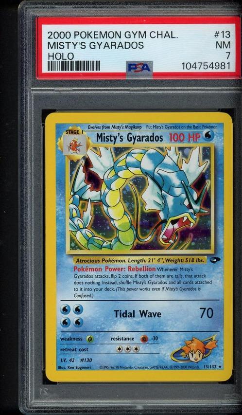 Misty's Gyarados Holo PSA 7 - 13/132 - Gym Challenge 2000, Hobby en Vrije tijd, Verzamelkaartspellen | Pokémon, Zo goed als nieuw