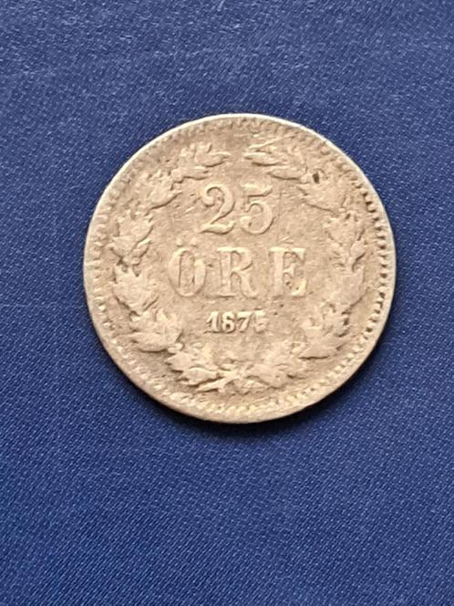 1875 Zweden 25 ore in zilver Oscar II, Postzegels en Munten, Munten | Europa | Niet-Euromunten, Losse munt, Overige landen, Zilver