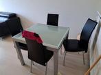 Vierkante tafel in glas van 1m ,2,3 m, Huis en Inrichting, Tafels | Eettafels, Ophalen, Zo goed als nieuw, Glas
