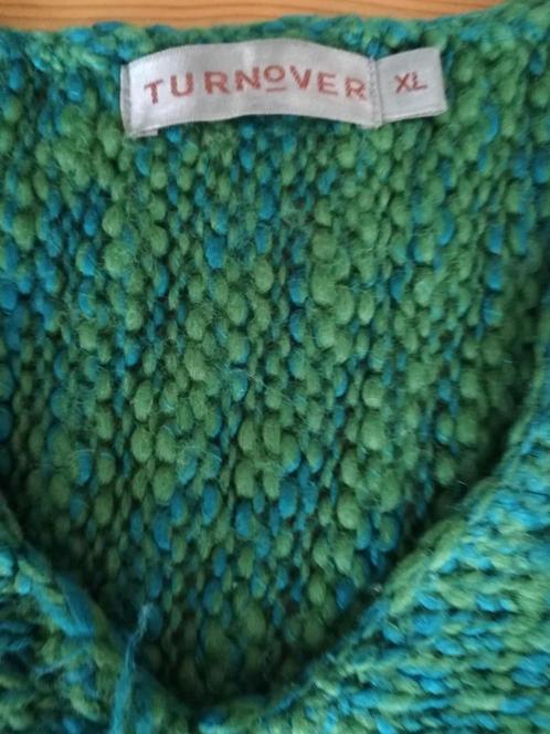 GROENE (blauw in verweven) PULL TURNOVER XL 70% WOL 30% ACRY, Kleding | Dames, Truien en Vesten, Gedragen, Maat 42/44 (L), Groen