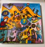 Ria Pelkmans kleurige schaal, Antiek en Kunst, Kunst | Schilderijen | Modern, Ophalen of Verzenden