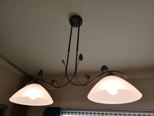 Lustre et lampe à poser, Huis en Inrichting, Lampen | Hanglampen, Zo goed als nieuw, 50 tot 75 cm, Glas, Metaal, Ophalen