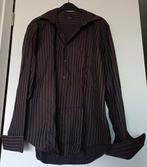 bruin hemd met grijze lijnen, Kleding | Heren, Overhemden, Bruin, Ophalen of Verzenden, Gedragen, Halswijdte 41/42 (L)