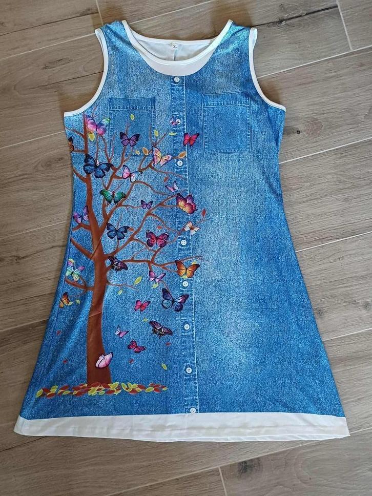 super leuk damesjurkje vlindertjes compleet nieuw, Kleding | Dames, Jurken, Nieuw, Maat 42/44 (L), Blauw, Ophalen