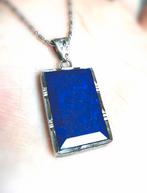 Pendentif rectangulaire en argent avec lapis lazuli, Bijoux, Sacs & Beauté, Neuf, Enlèvement ou Envoi, Avec pierre précieuse, Bleu