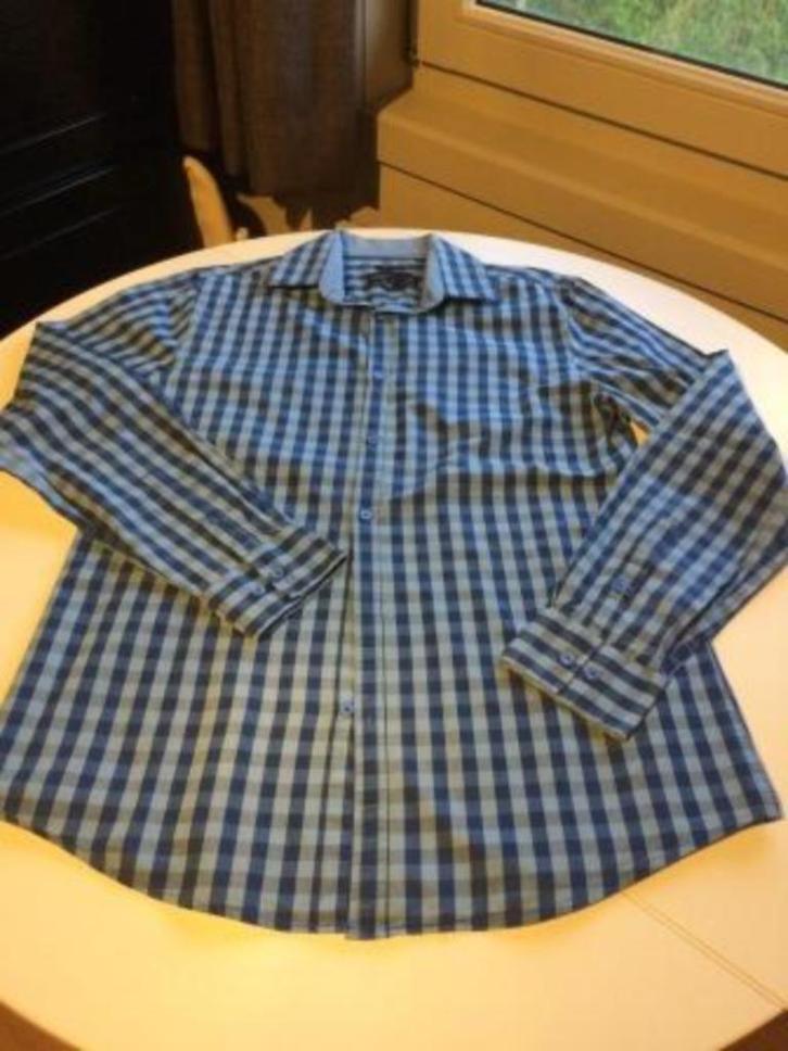 Hemd met lange mouwen blauwe ruiten S, Kleding | Heren, Overhemden, Gedragen, Halswijdte 38 (S) of kleiner, Blauw, Ophalen of Verzenden