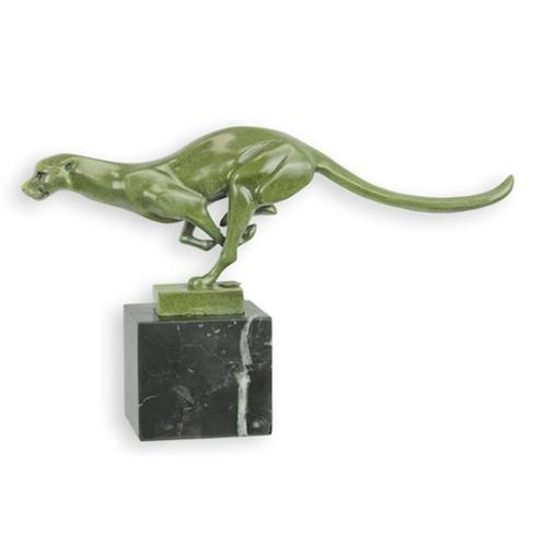 Bronzen Beeld Van Een Rennende Poema GARTIS LEVERING, Antiek en Kunst, Antiek | Brons en Koper, Brons, Verzenden