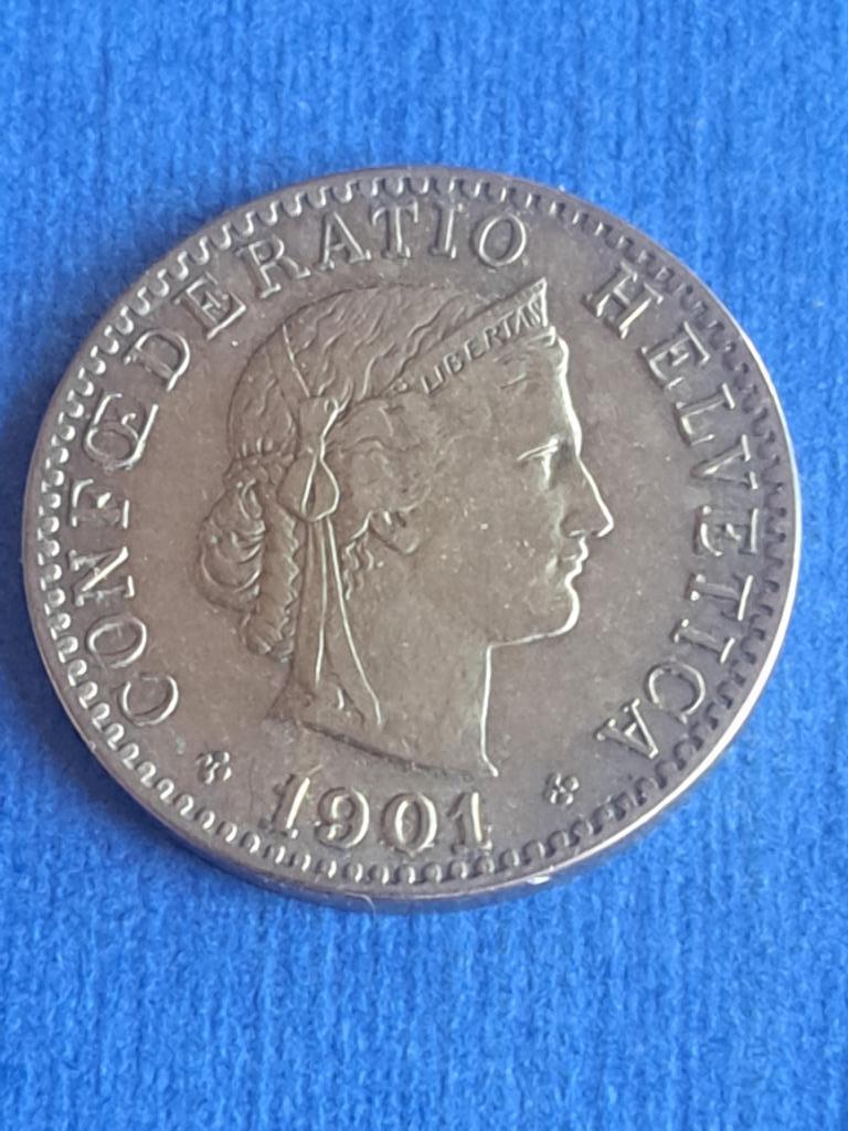 1901 Suisse 20 centimes, rare, Envoi, Autres pays, Monnaie en vrac