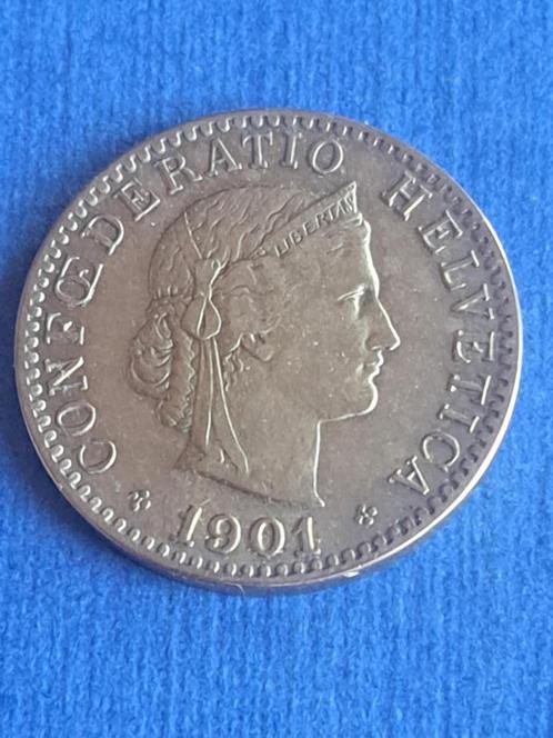 1901 Zwitserland 20 rappen, schaars, Postzegels en Munten, Munten | Europa | Niet-Euromunten, Losse munt, Overige landen, Verzenden