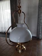 Hanglamp met glas en koper., Antiek en Kunst, Antiek | Verlichting, Ophalen