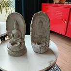 2 stenen boedha kaarsenhouders, hoogte 23cm, samen 5€, Ophalen, Zo goed als nieuw