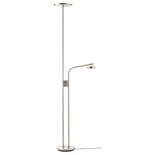 Staande led-lamp uplight/leeslamp, dimbaar/vernikkeld, Huis en Inrichting, Lampen | Vloerlampen, Zo goed als nieuw, Ophalen of Verzenden