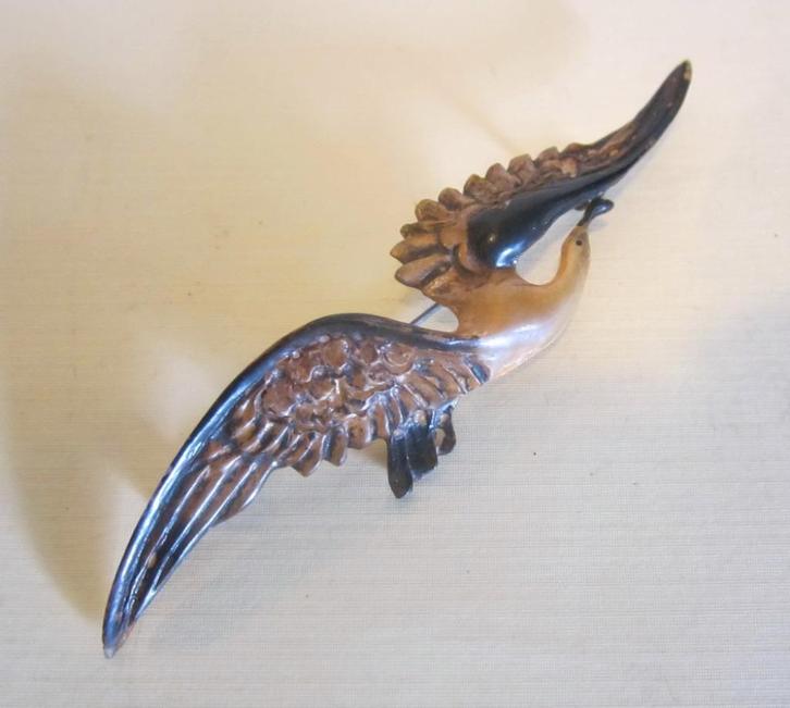 Art nouveau broche van GIP Georges Pierre hoorn: ca 1900, Handtassen en Accessoires, Antieke sieraden, Broche, Overige materialen