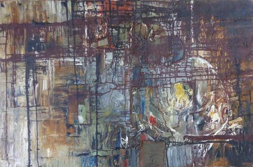 ALEXANDER WELLEN / ABSTRACTIE / OLIEVERF DOEK / 70x105cm SIG, Antiek en Kunst, Kunst | Schilderijen | Abstract, Ophalen