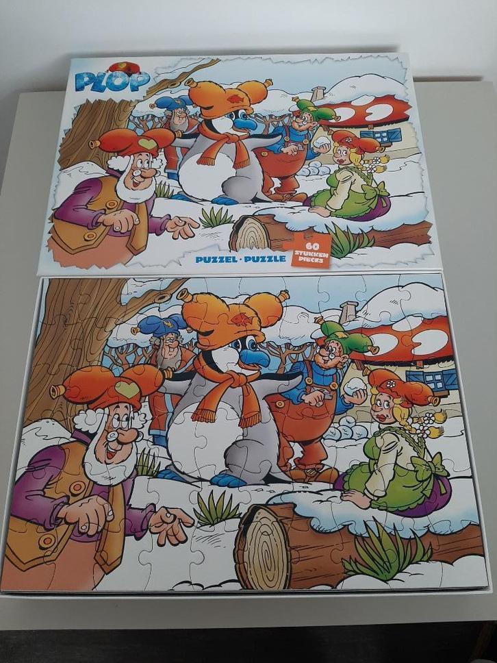 Puzzel Plop en de pinguïn, Kinderen en Baby's, Speelgoed | Kinderpuzzels, Zo goed als nieuw, 4 tot 6 jaar, Meer dan 50 stukjes