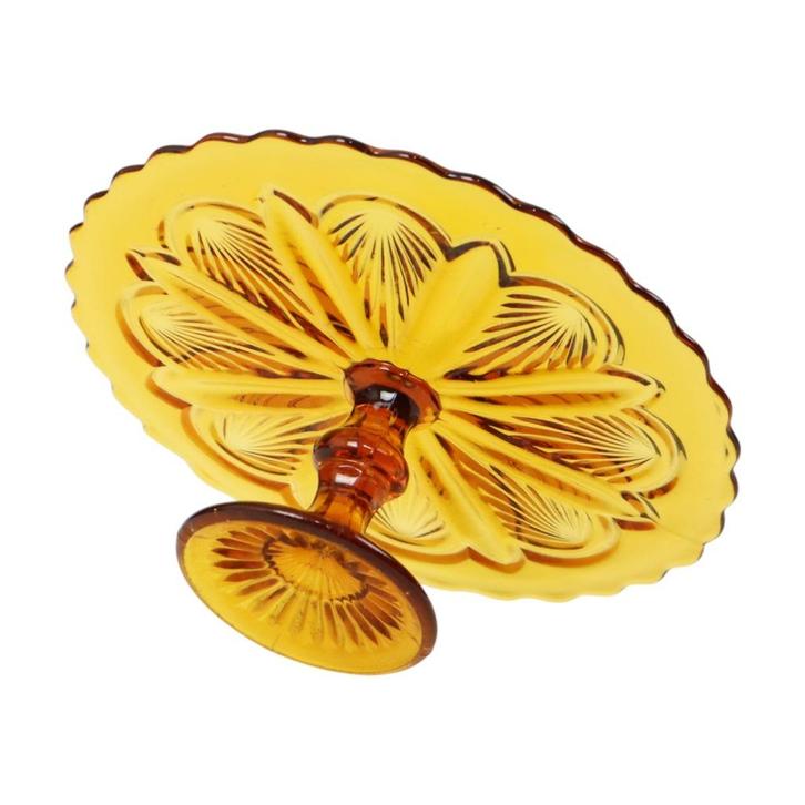 Art Deco Amber Taartschaal Gebak Schaal Depression Glass 27c, Antiek en Kunst, Antiek | Glaswerk en Kristal, Ophalen of Verzenden