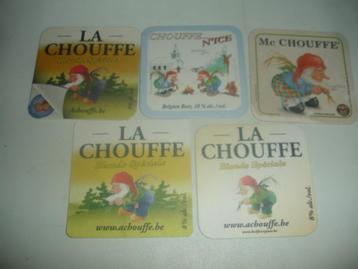5 bierviltjes La Chouffe, brij. Duvel, verschillende. beschikbaar voor biedingen