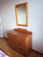 Mooie ladekast + spiegel in massief grenen, Huis en Inrichting, Ophalen, Gebruikt, 100 tot 150 cm, Landelijk, romantisch, cottage, massief