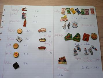 Pins 76 stuks vanaf 1€ / 5€ / 4 €.  Zelf achter komen.k, Enlèvement