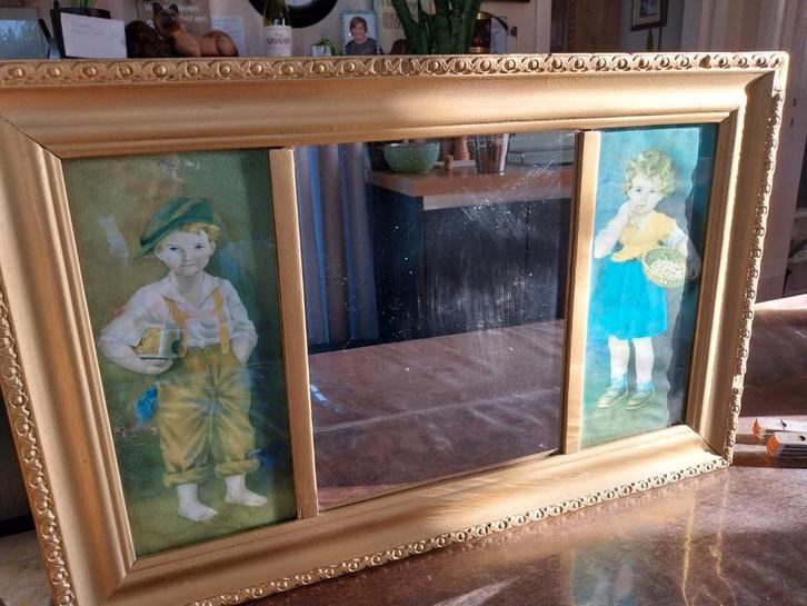 Oud decoratieve spiegel, Antiek en Kunst, Antiek | Spiegels, 50 tot 100 cm, Minder dan 100 cm, Rechthoekig, Ophalen