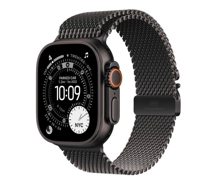 Apple Watch Ultra 3 GPS + Cellular - zwarte titanium behuizi, Handtassen en Accessoires, Smartwatches, Nieuw, iOS, Afstand, Conditie