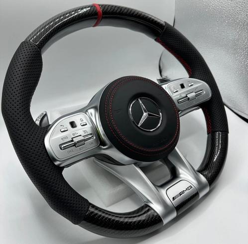 Mercedes custom AMG stuur carbon rood leer, Auto-onderdelen, Besturing, Mercedes-Benz, Nieuw, Ophalen of Verzenden