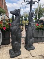 2 statige beelden zwart windhond whippet greyhound, Antiek en Kunst, Ophalen