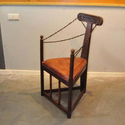 Arts & Crafts schapenleren stoel, Antiek en Kunst, Antiek | Meubels | Stoelen en Sofa's, Ophalen of Verzenden