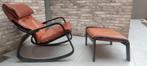 Vintage schommel stoel met lederen kussens, Ophalen