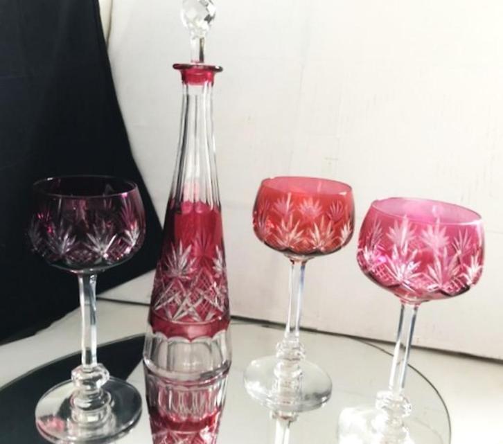 Val Saint Lambert glazen & karaf Gekleurd Kristal✨😍🎁👌, Antiek en Kunst, Antiek | Glaswerk en Kristal, Ophalen of Verzenden