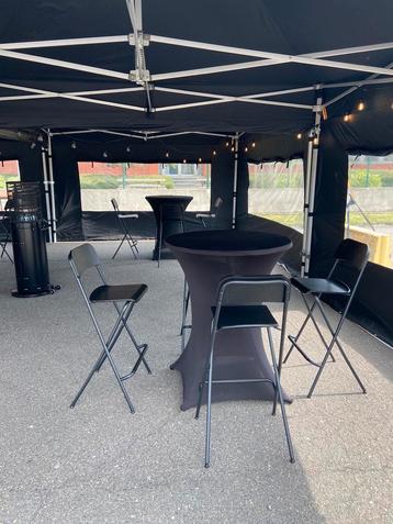 Te huur Receptietafels met hoes in combinatie met barkrukken beschikbaar voor biedingen