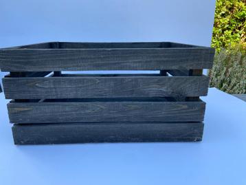 Zwart gebeitste houten bloemen/plantenbak 38 x 28 cm beschikbaar voor biedingen