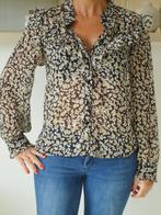 Mooie blouse beige zwart, Kleding | Dames, Verzenden, Nieuw, Maat 36 (S), Zwart