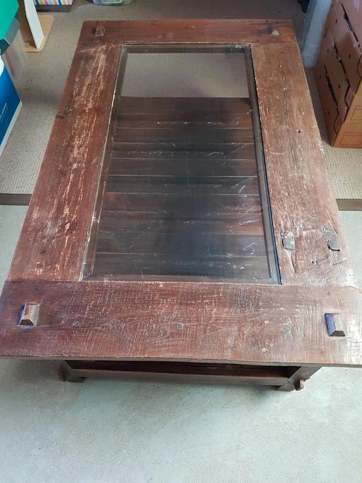 Antiek vintage rustiek massief eikenhouten salontafel, Antiek en Kunst, Antiek | Meubels | Tafels, Ophalen