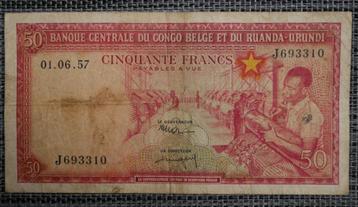 Billet 50 Francs Congo - Belge et du Ruanda Urundi 01.06.57, Enlèvement ou Envoi, Série
