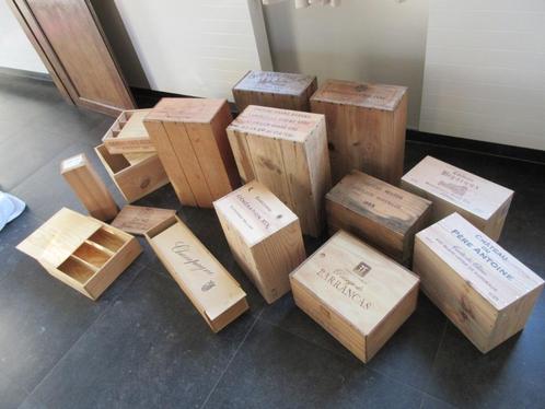 Lot van diverse wijnkisten in hout houten kist voor wijn, Verzamelen, Wijnen, Ophalen