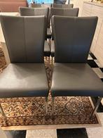 Zes stevige donkergrijze stoelen, Huis en Inrichting, Ophalen, Kunststof, Gebruikt, Vijf, Zes of meer stoelen