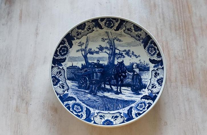 Delft blauw sierbord De Lente - diameter 40cm, Antiek en Kunst, Antiek | Wandborden en Tegels, Ophalen