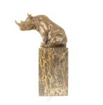 Bronzen Beeld van een zittende Neushoorn GRATIS LEVERING, Antiek en Kunst, Verzenden, Brons