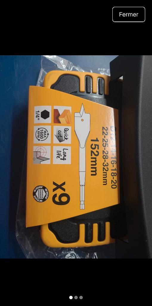 coffret de mèches plates à bois  15 €, Bricolage & Construction, Outillage | Foreuses, Neuf, Foreuse et Perceuse, Enlèvement ou Envoi