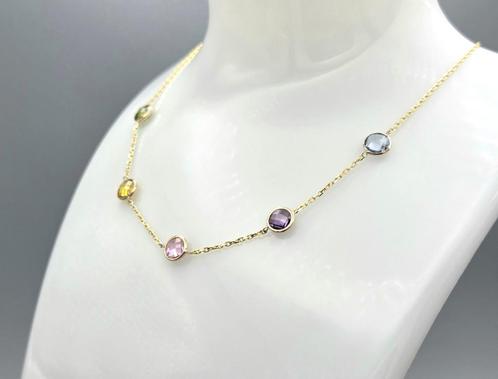 Gouden Vintage ketting met edelstenen. 2025/487., Handtassen en Accessoires, Kettingen, Nieuw, Goud, Overige kleuren, Met edelsteen